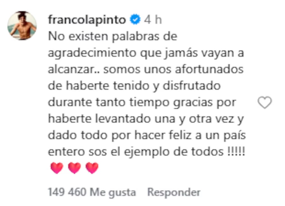 Franco Colapinto reaccionó a la despedida de Lionel Messi