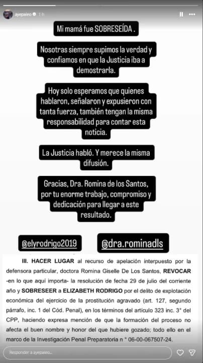 La fuerte reacción de Ayelén Paleo tras un fallo judicial sobre su mamá que cambió todo