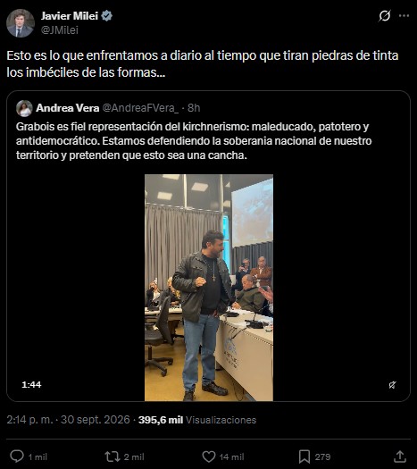 El tuit de Javier Milei contra Juan Grabois