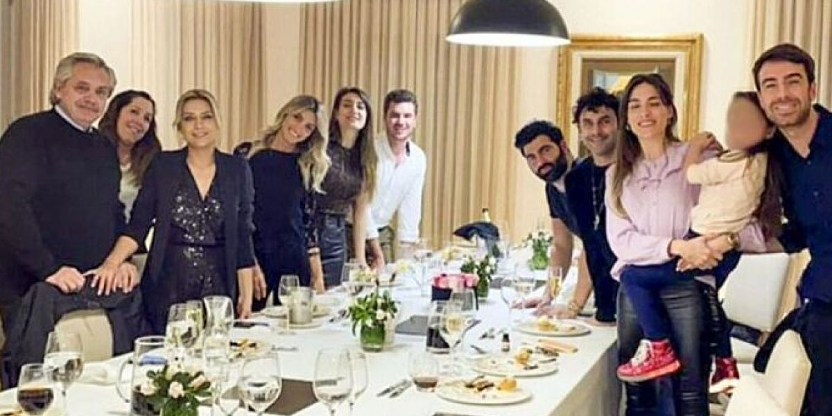 Alberto Fernández en la fiesta en Olivos