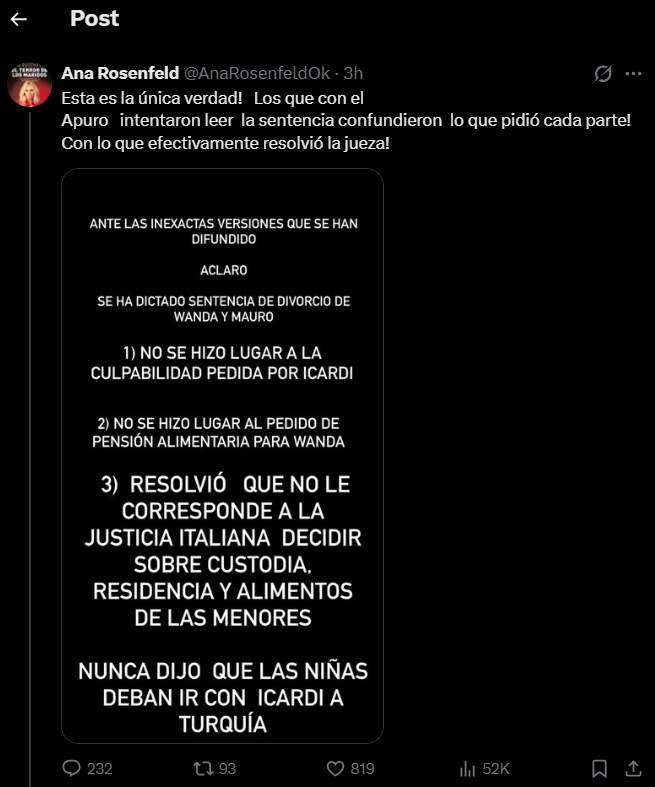 Ana Rosenfeld vs Mauro Icardi