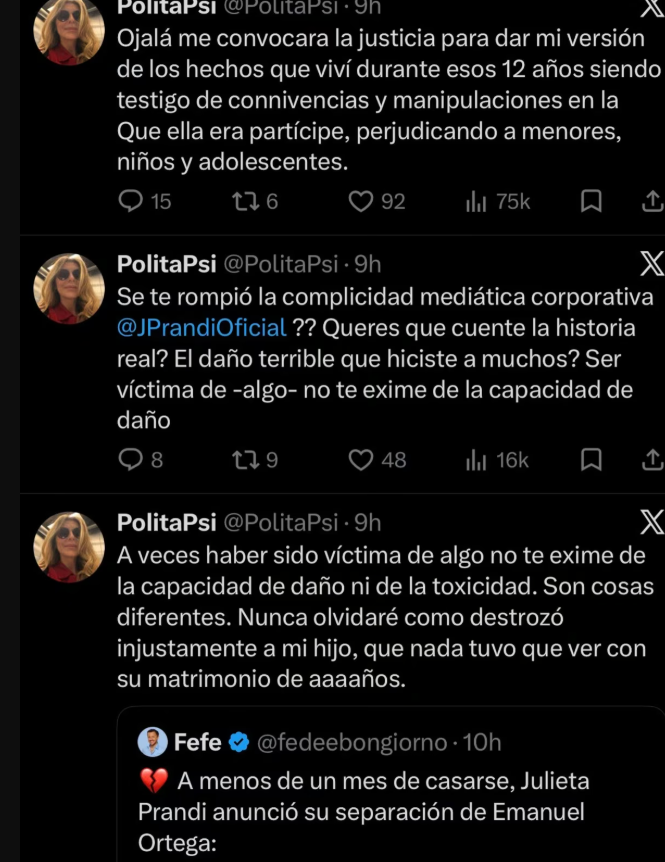 La ex de Claudio Contardi liquidó a Julieta Prandi tras su separación y la acusó de lo peor