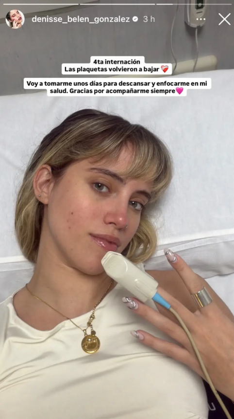 Denisse González, internada por cuarta vez: la complicación de salud que obligó a su reingreso