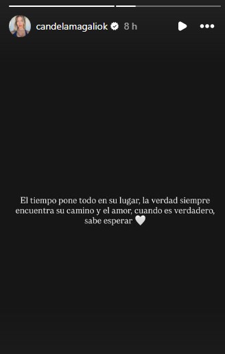 El mensaje de Candela Arizaga en sus historias de Instagram