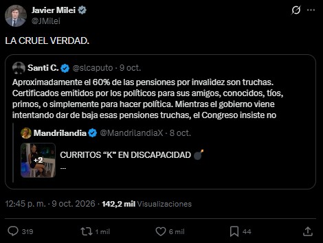 El posteo de Javier Milei en medio del escándalo de Romina Uhrig