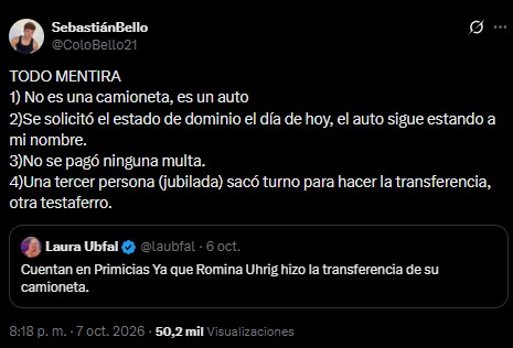 El tuit de Sebastián Bello
