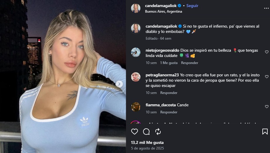 La foto de Candela Arizaga del año pasado en Puerto Madero