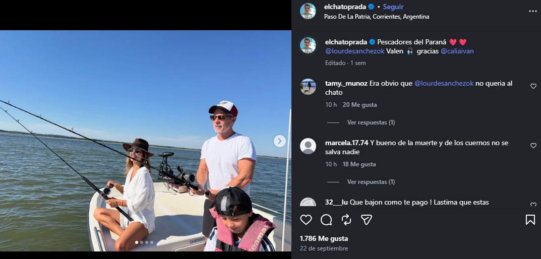 La salida en familia del Chato Prada, Lourdes Sánchez y su hijo Valentín