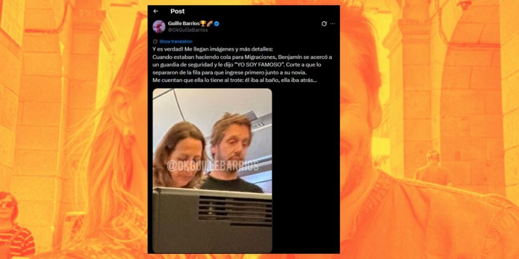 El horroroso escándalo que habría protagonizado Benjamín Vicuña en un avión y la reacción de su novia