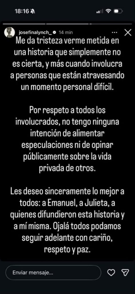 Josefina Lynch blanqueó qué pasó realmente con Emanuel Ortega y ya se sabe toda la verdad