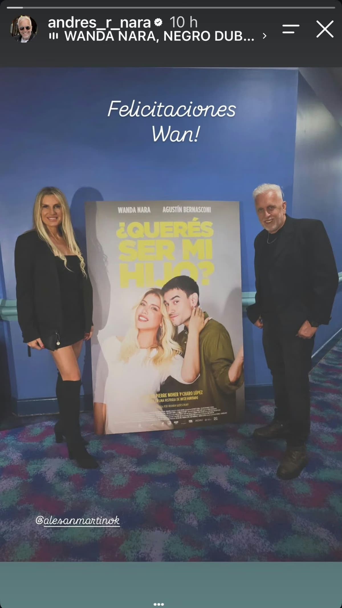 Andrés Nara no se esconde: blanqueó a su pareja 18 años menor en el debut cinematográfico de Wanda
