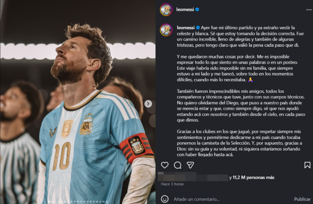 El angustiante posteo de Lionel Messi luego de su despedida de la Selección: "Ya extraño vestir la celeste y blanca"